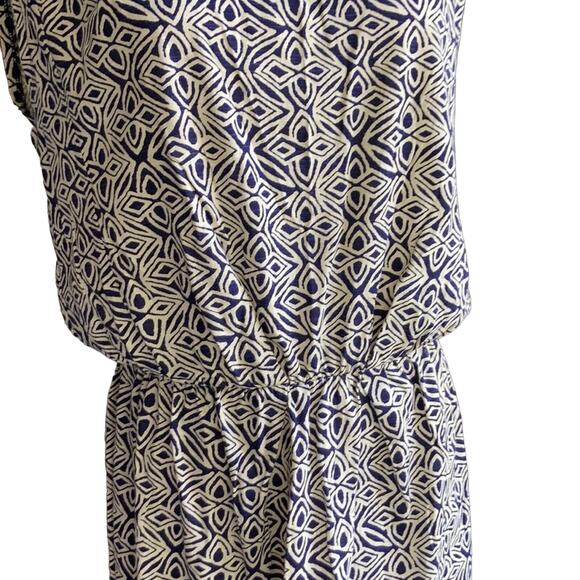 LOFT Blue & Cream Print Pullover Dress, Size M - Picture 3 of 8